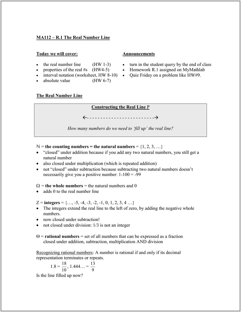 Recognizing Rational Numbers Worksheet