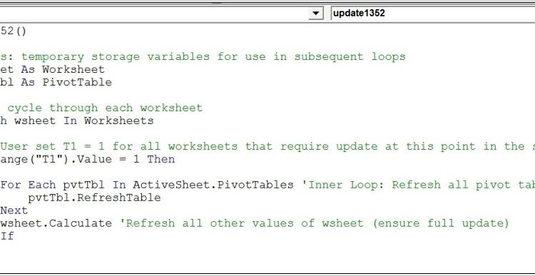 Refresh Workbook Vba Excel