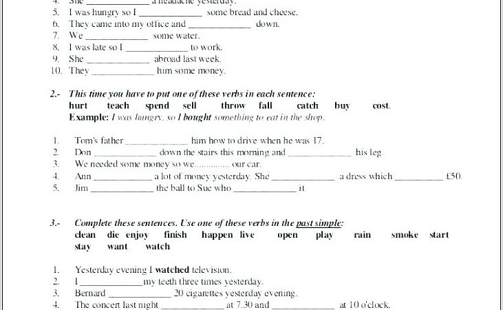 Regular And Irregular Verbs Worksheet Grade 4