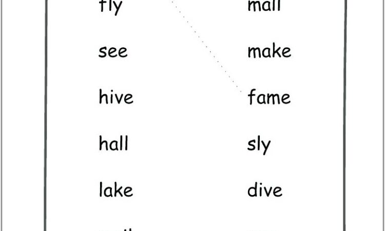 Rhyming Words Worksheet For Nursery