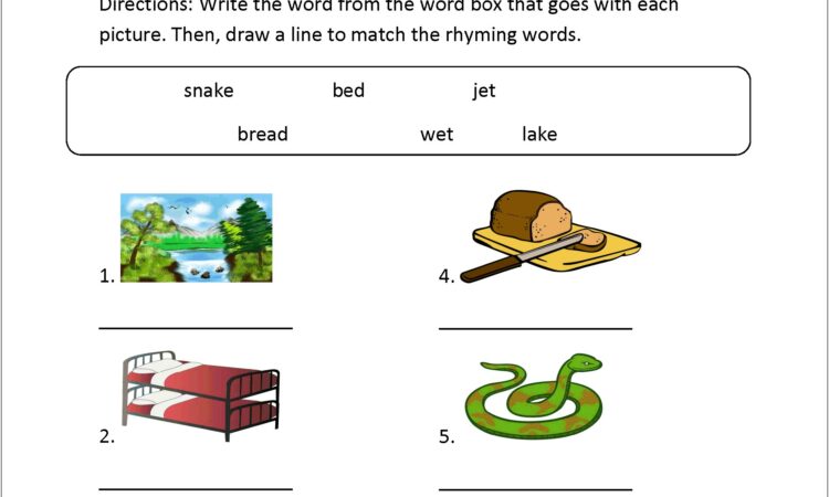 Rhyming Words Worksheet Middle School