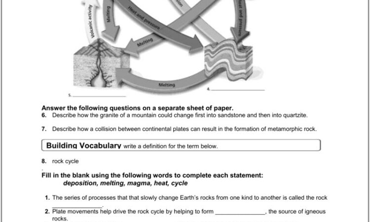 Rock Cycle Diagram Worksheet Answers