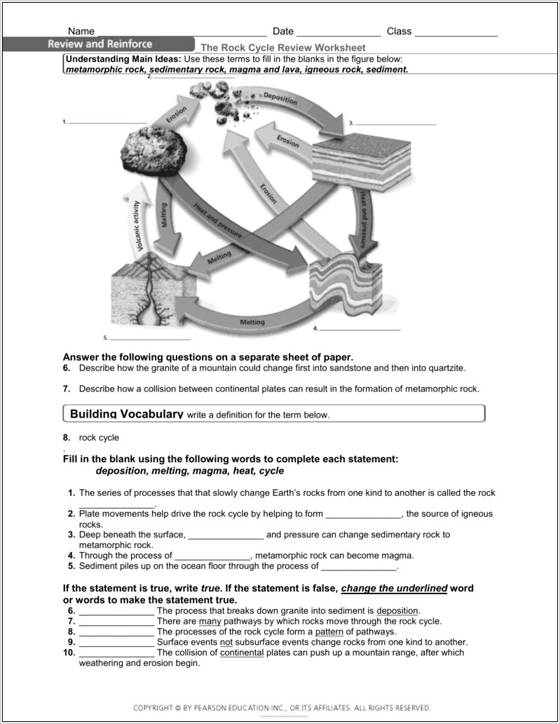 Rock Cycle Diagram Worksheet Answers