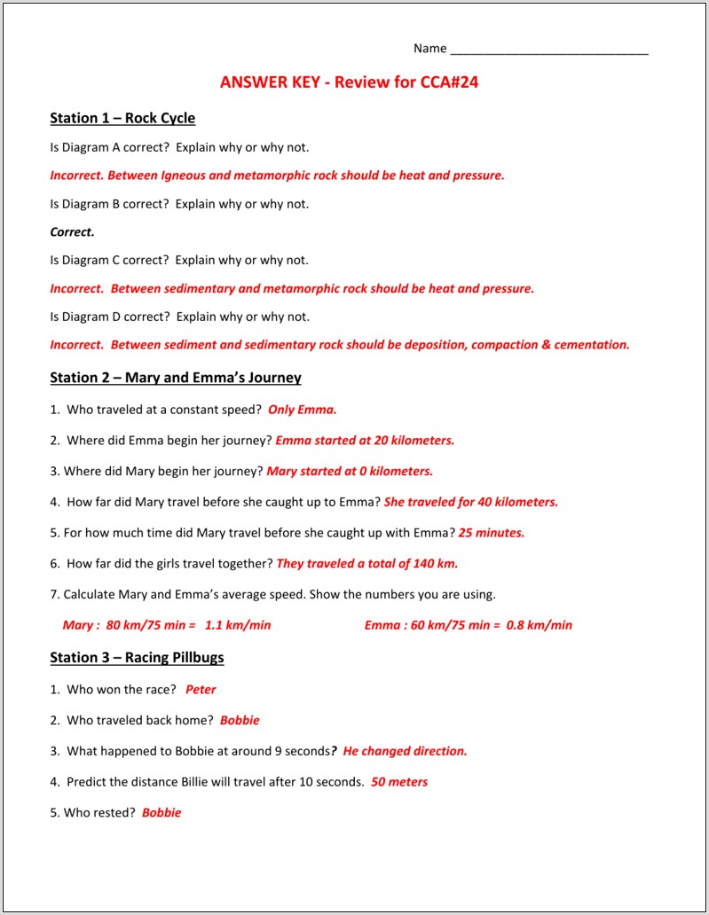Rock Cycle Review Worksheet Answers