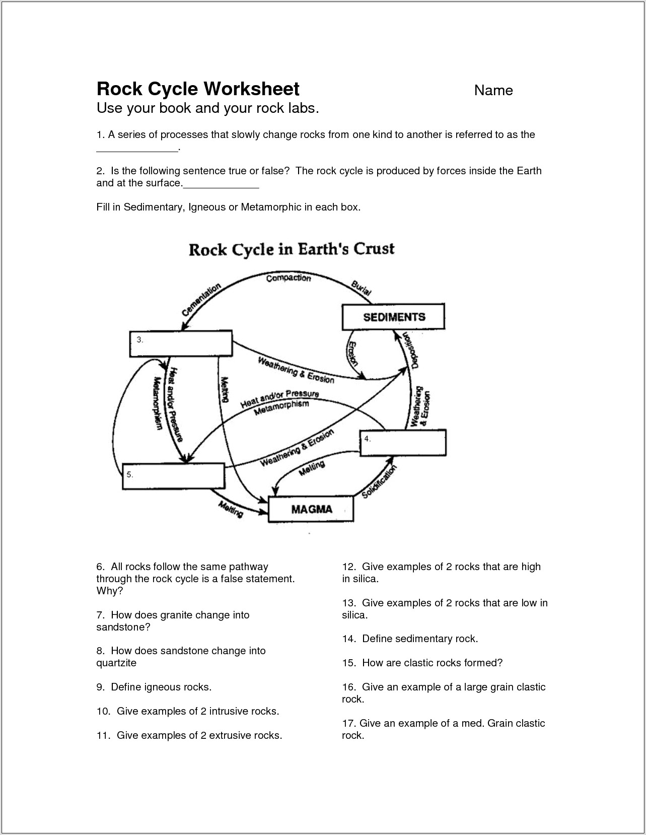 Rock Cycle Worksheet Cut And Paste