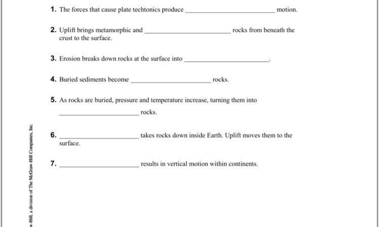 Rock Cycle Worksheet Glencoe