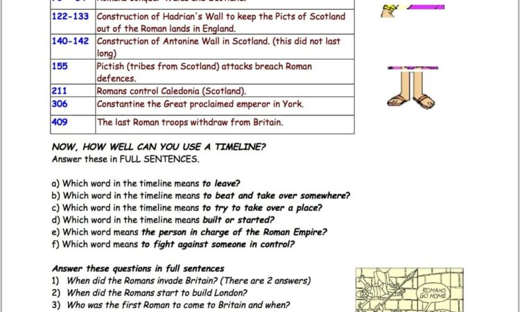 Roman Britain Timeline Worksheet