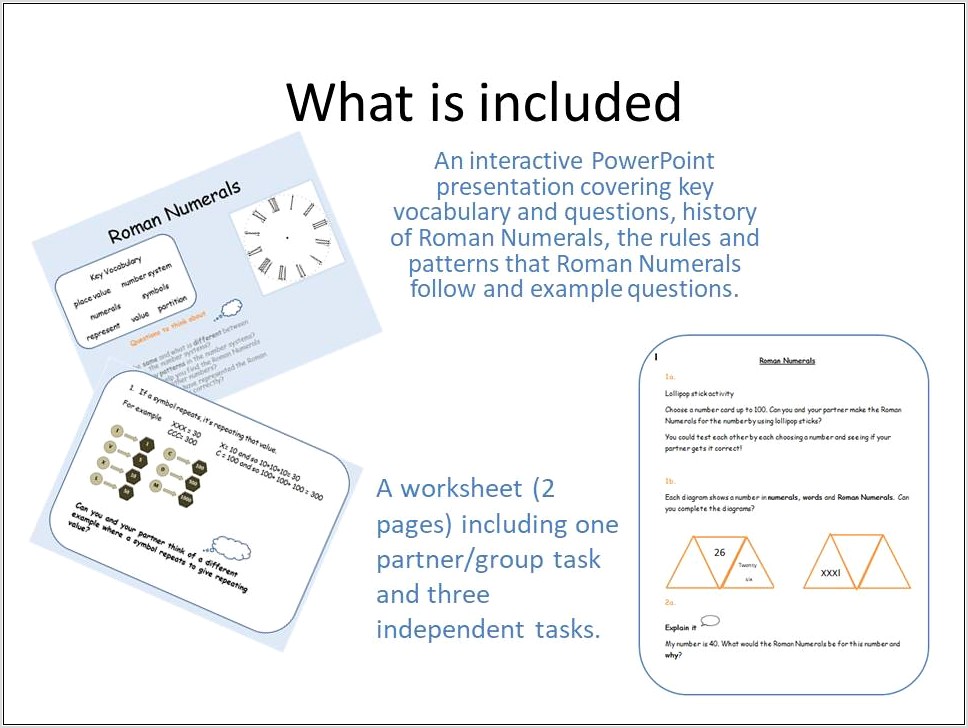 Roman Numerals Basic Worksheet