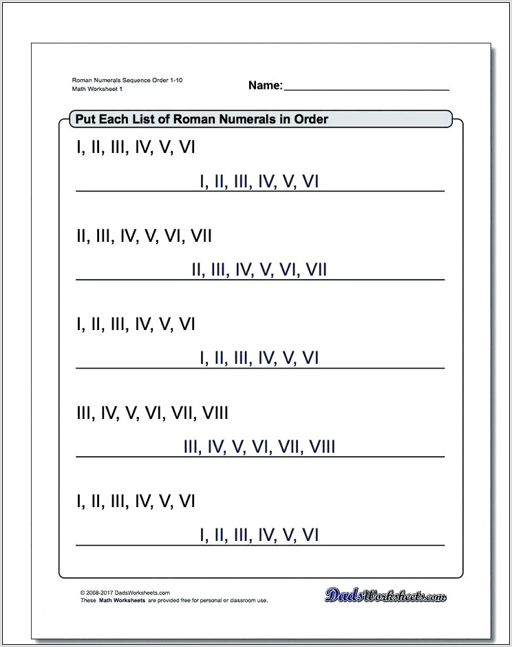 Roman Numerals Ks2 Worksheet Free