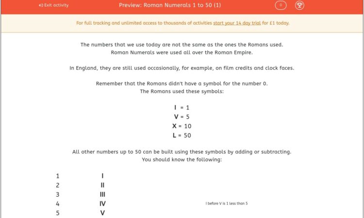 Roman Numerals Sums Worksheet