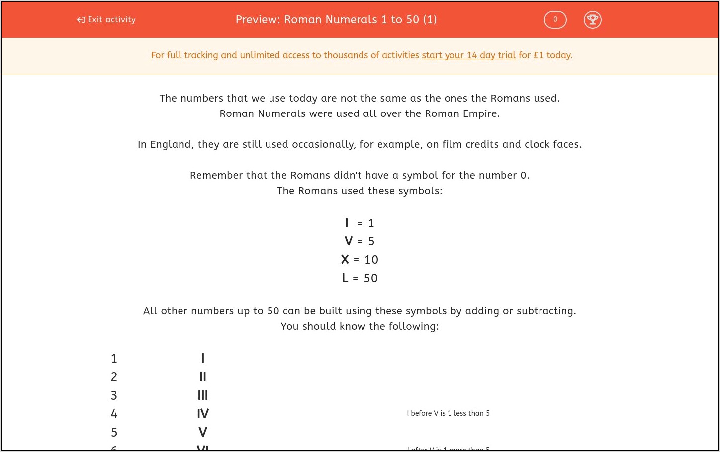 Roman Numerals Sums Worksheet