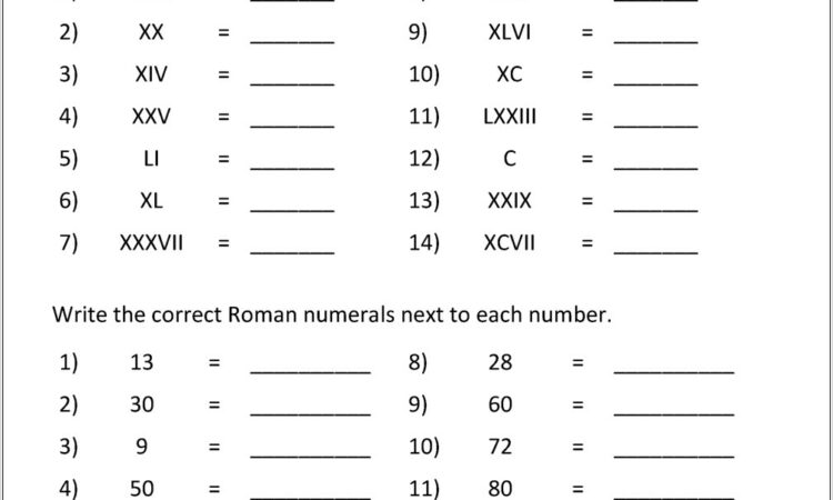 Roman Numerals To 100 Ks2 Worksheet