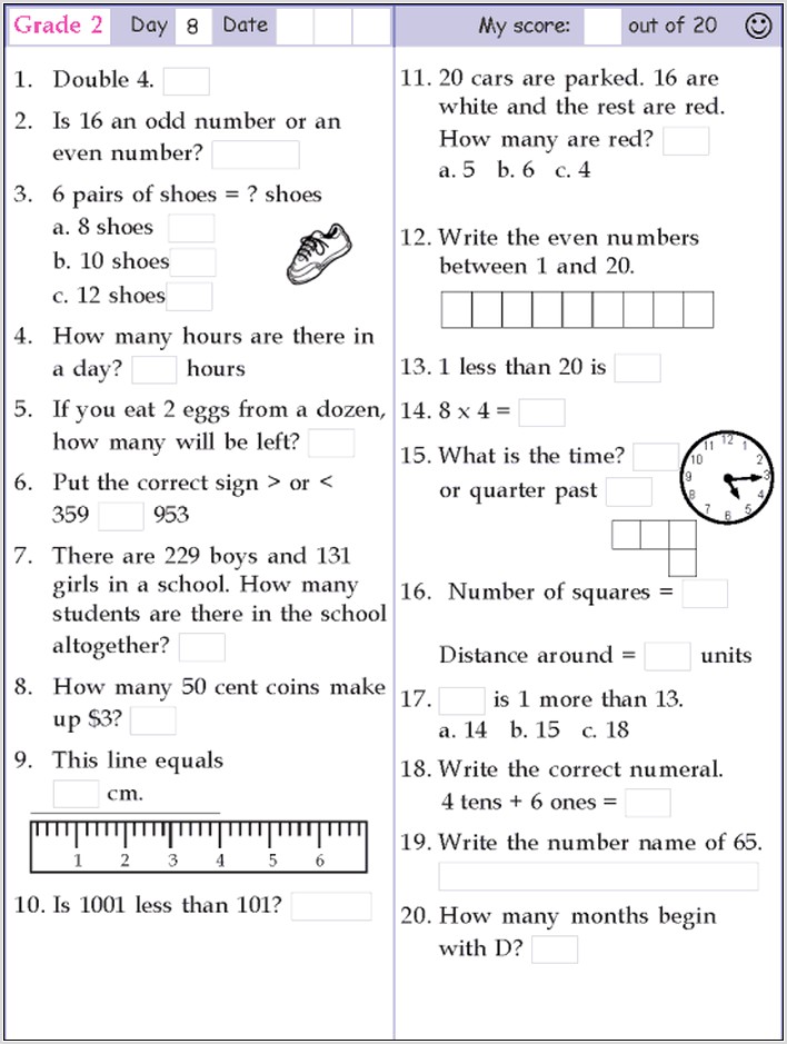 Roman Numerals Up To 20 Worksheet