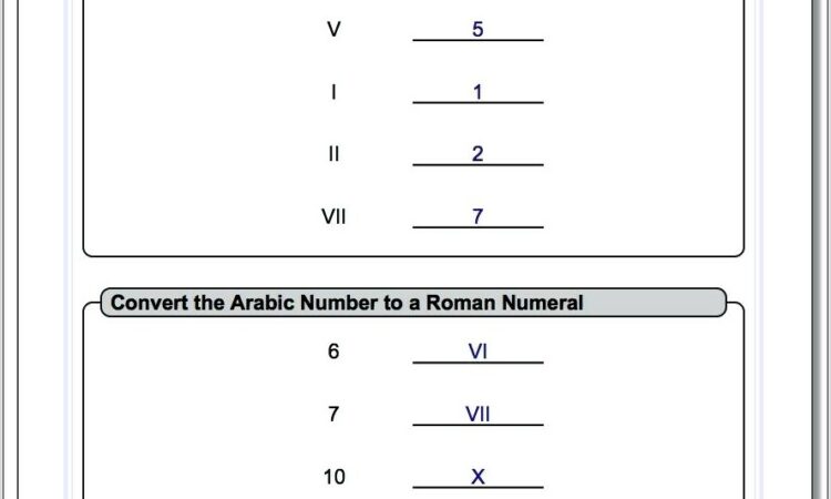 Roman Numerals Worksheet For Grade 1