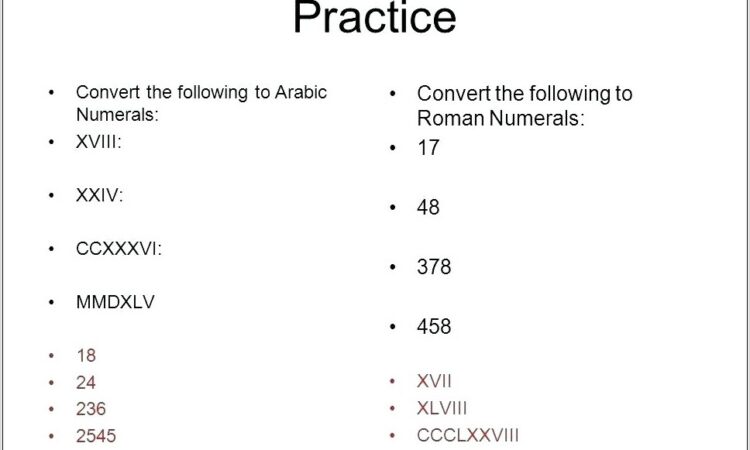 Roman Numerals Worksheet For Grade 6