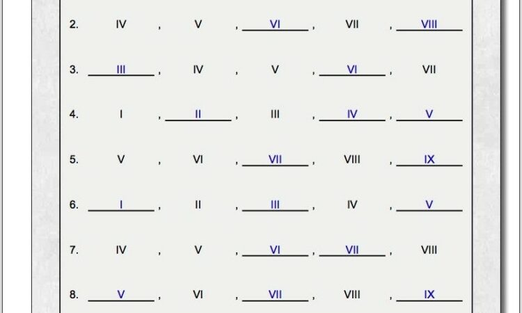 Roman Numerals Worksheet For Grade 6 Pdf