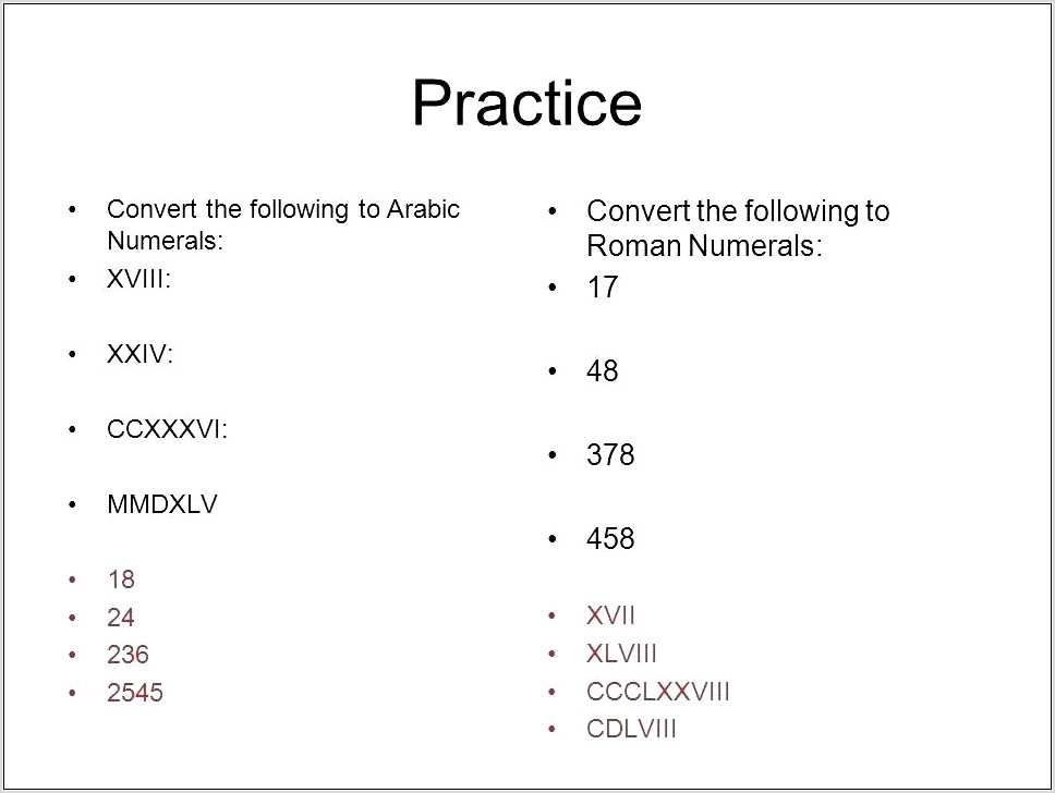 Roman Numerals Worksheet For Grade 6