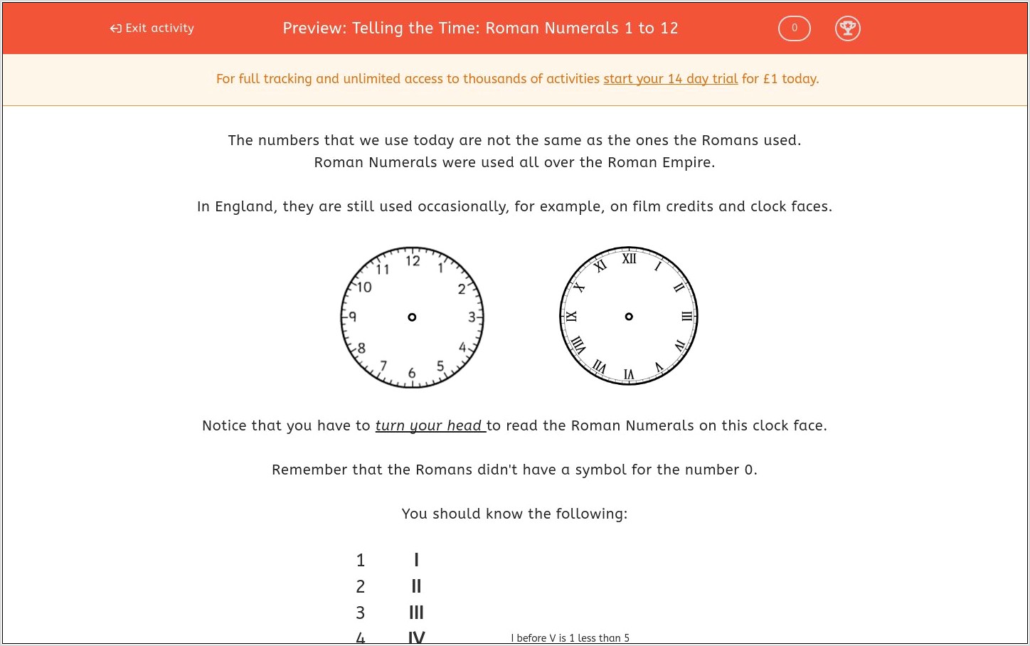 Roman Numerals Worksheet For Year 6