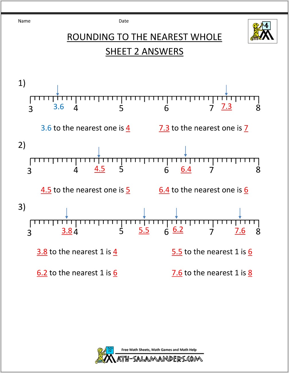 Rounding Decimals To Whole Numbers Worksheet Ks2