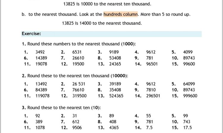 Rounding Large Numbers Ks2 Worksheet