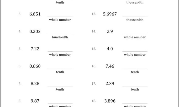 Rounding Numbers Including Decimals Worksheet