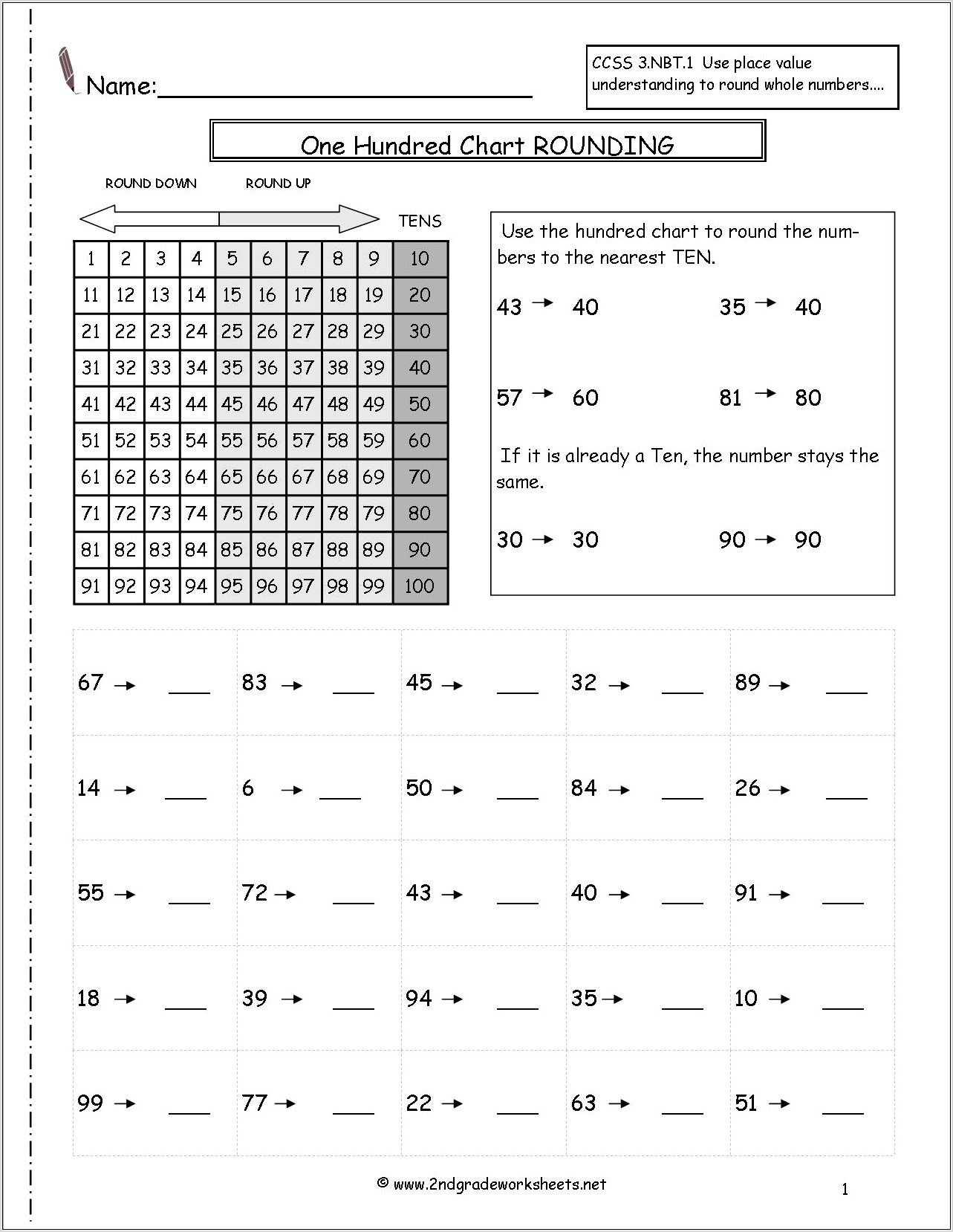 Rounding Numbers Math Worksheets