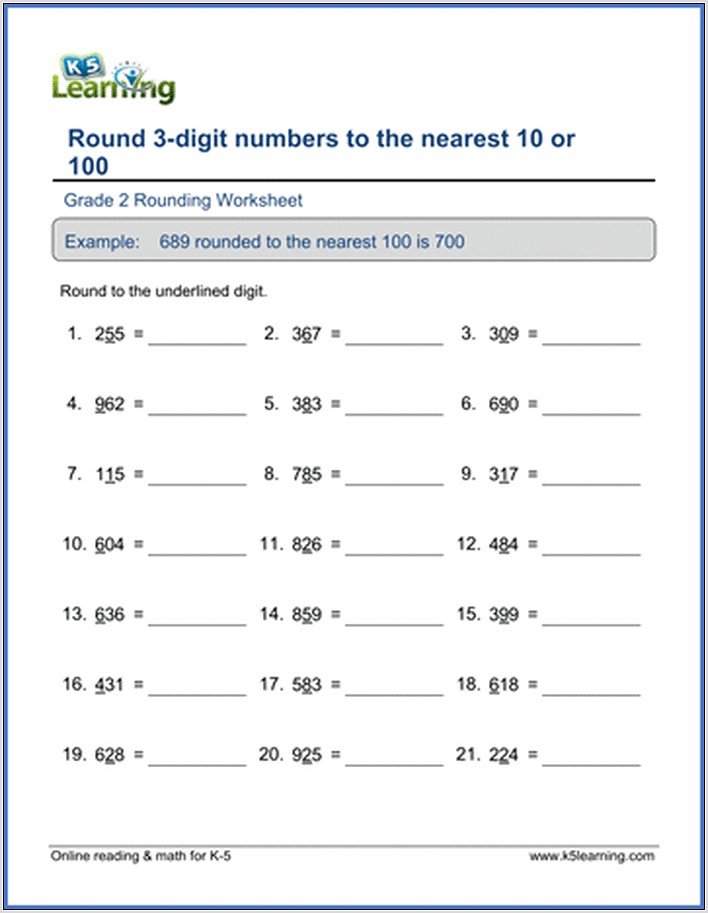 Rounding Numbers Worksheet Grade 3