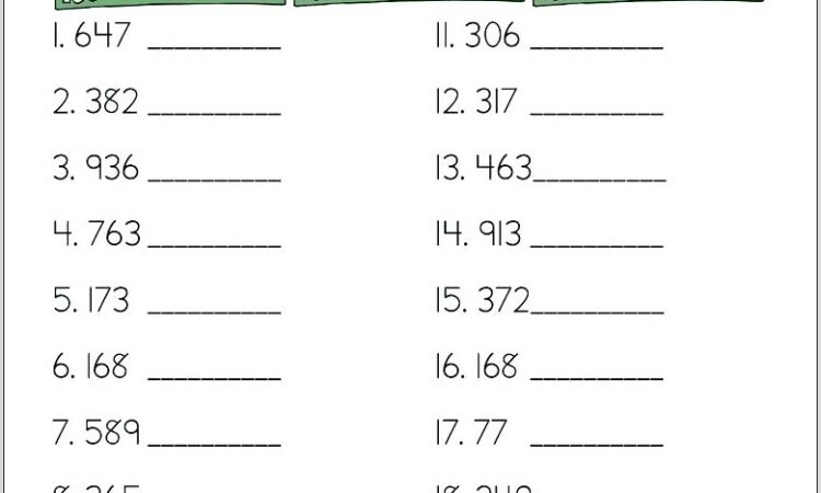 Rounding Numbers Worksheets For 3rd Grade