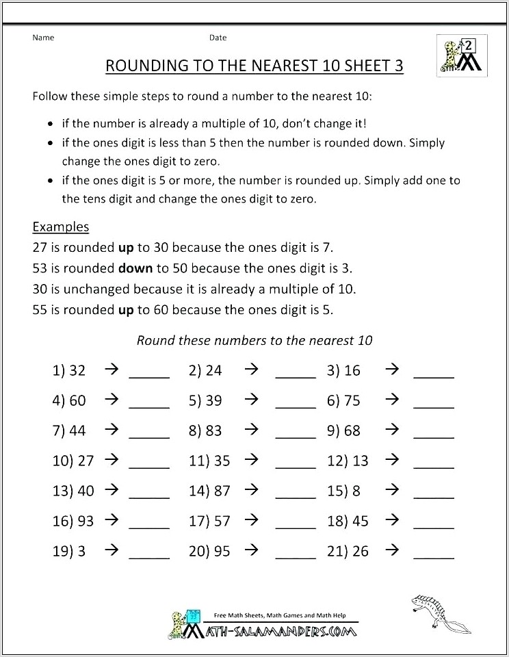 Rounding Numbers Worksheets Math Drills