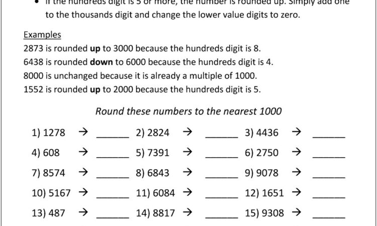 Rounding Numbers Worksheets Year 7