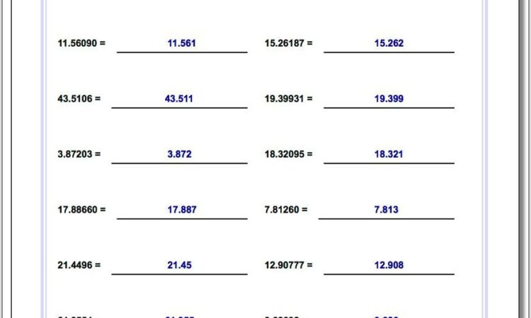 Rounding Significant Numbers Worksheets