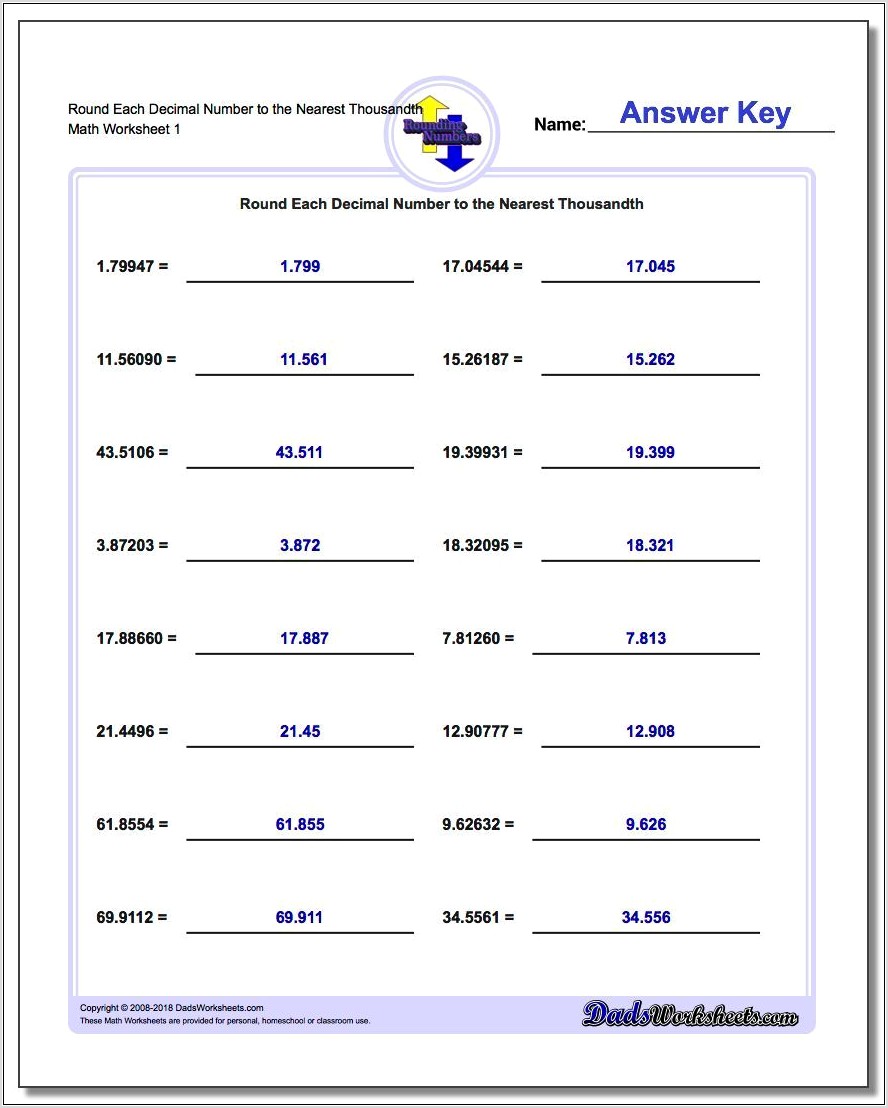 Rounding Significant Numbers Worksheets