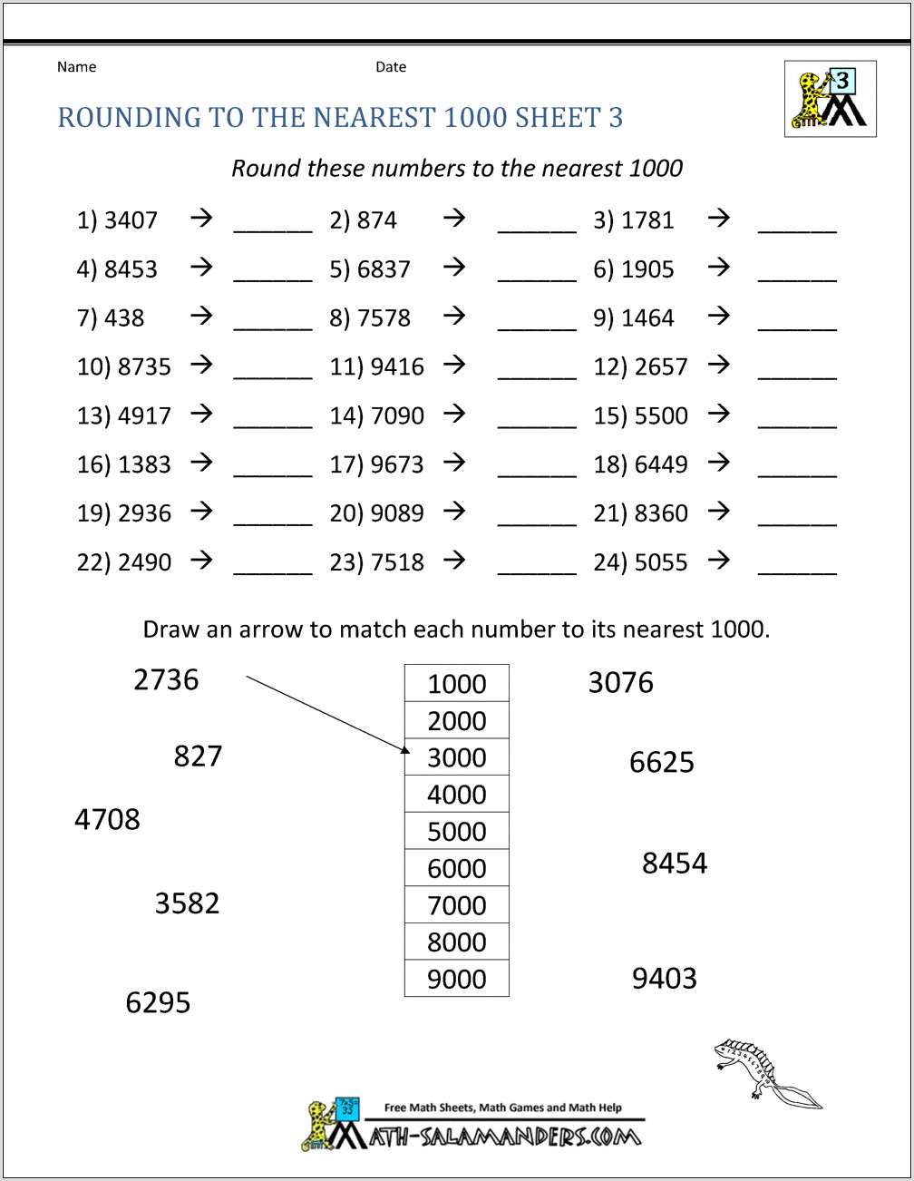 Rounding Whole Numbers Worksheet Year 6