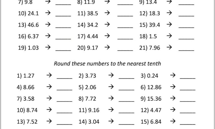 Rounding Whole Numbers Worksheets Free