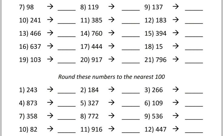 Rounding Worksheets 3rd Grade Printable