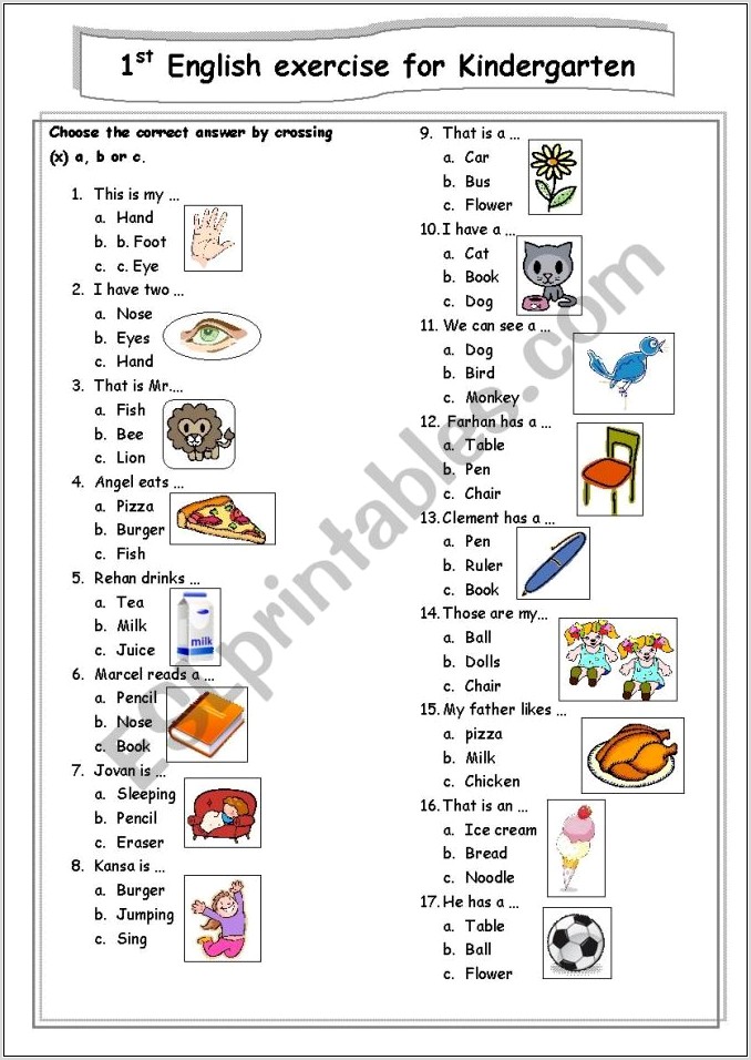 School Objects Worksheet For Kindergarten