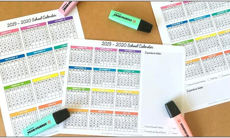 School Printable Calendar Pages