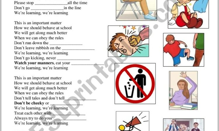 School Rules Esl Worksheet