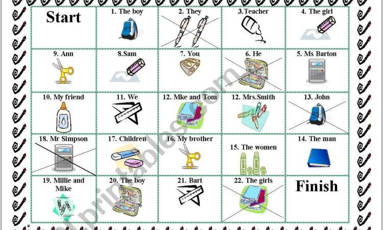 School Supplies Worksheet For Esl