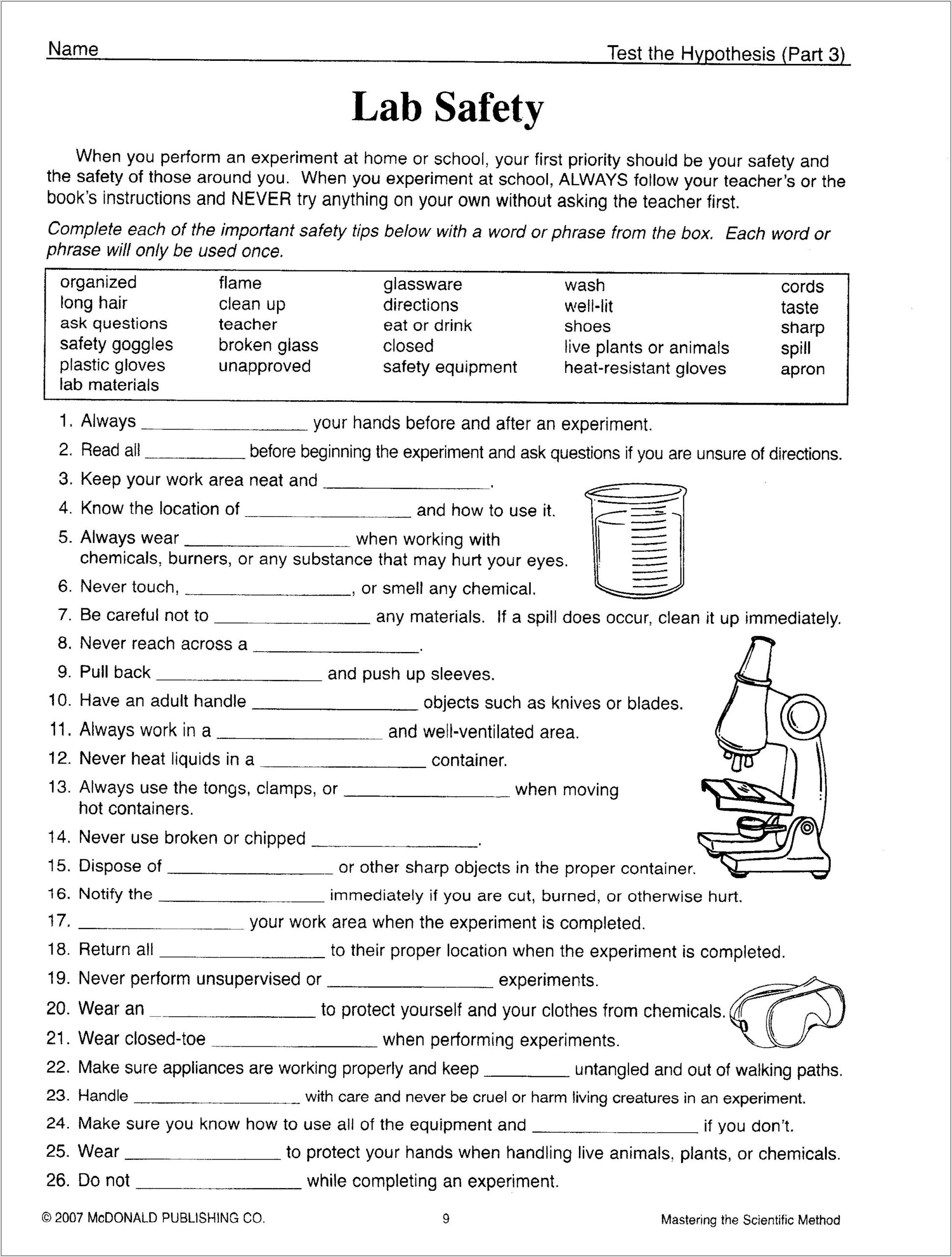 Science Experiment Worksheet For 5th Grade