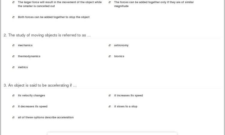 Science Worksheet About Forces