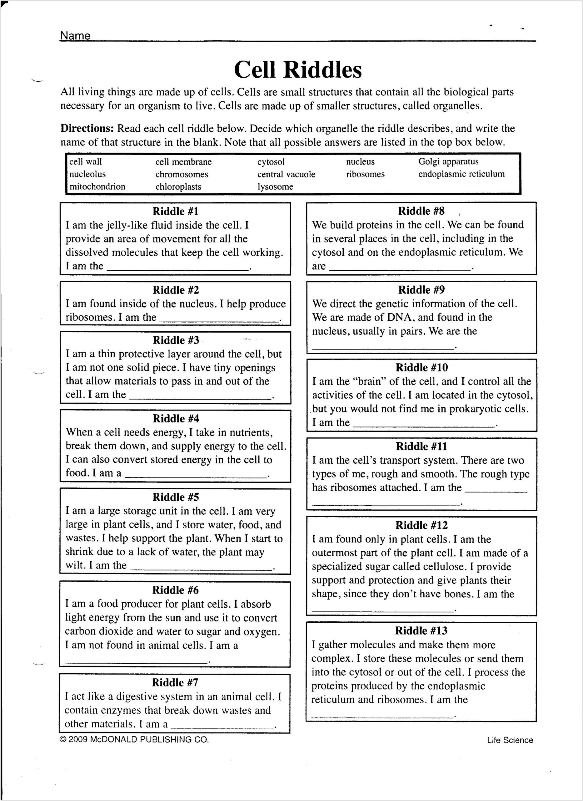 Science Worksheet And Answers