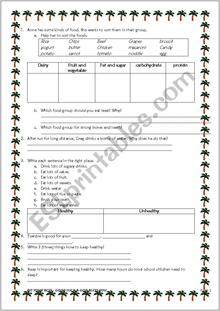 Science Worksheet Keeping Healthy