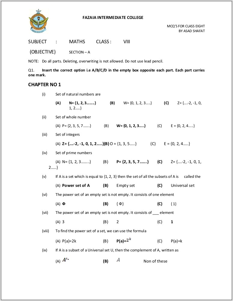 Science Worksheet Of Class 8