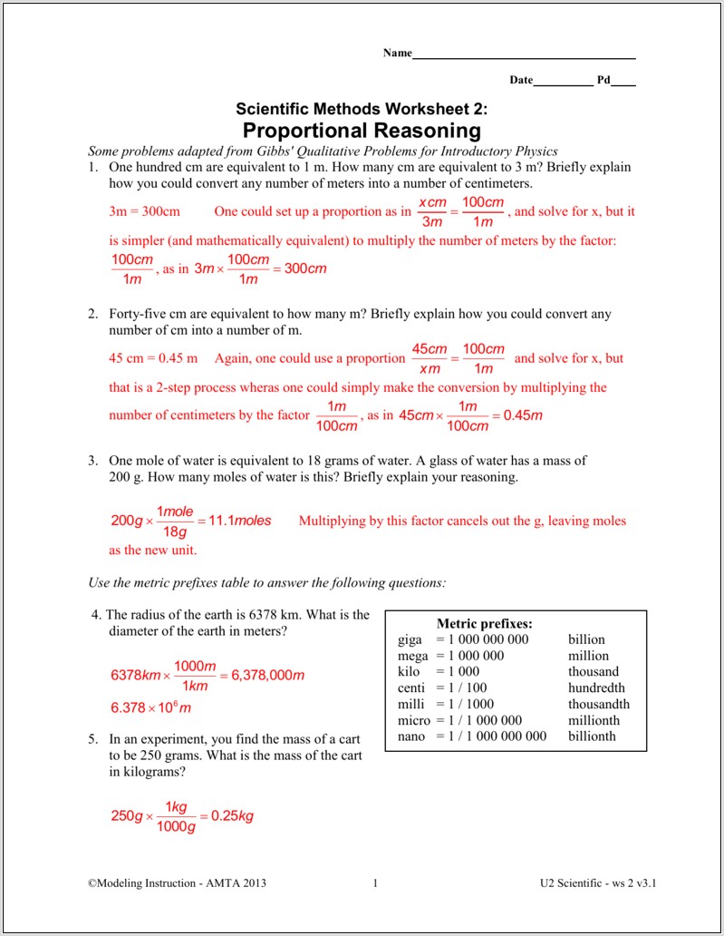 Scientific Method And Reasoning Worksheet