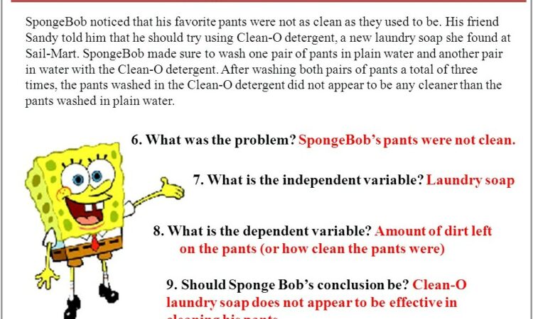 Scientific Method Bikini Bottom Experiments Worksheet Answers