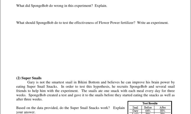 Scientific Method Bikini Bottom Worksheet Key