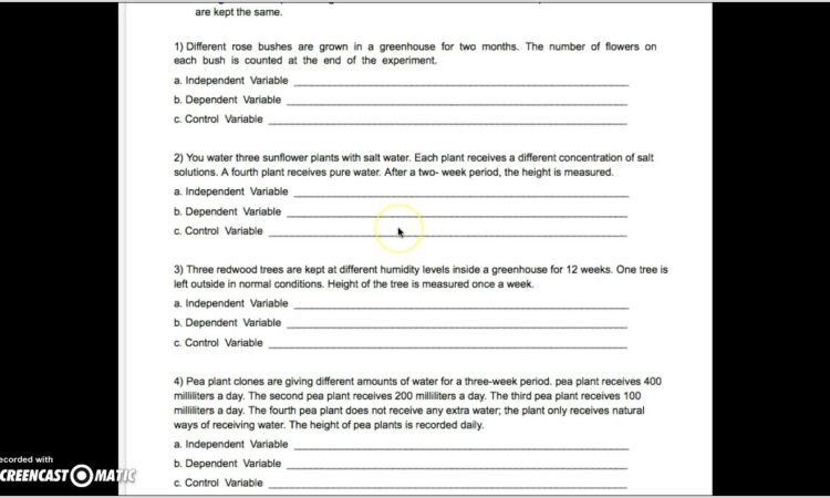 Scientific Method Identifying Variables Worksheet