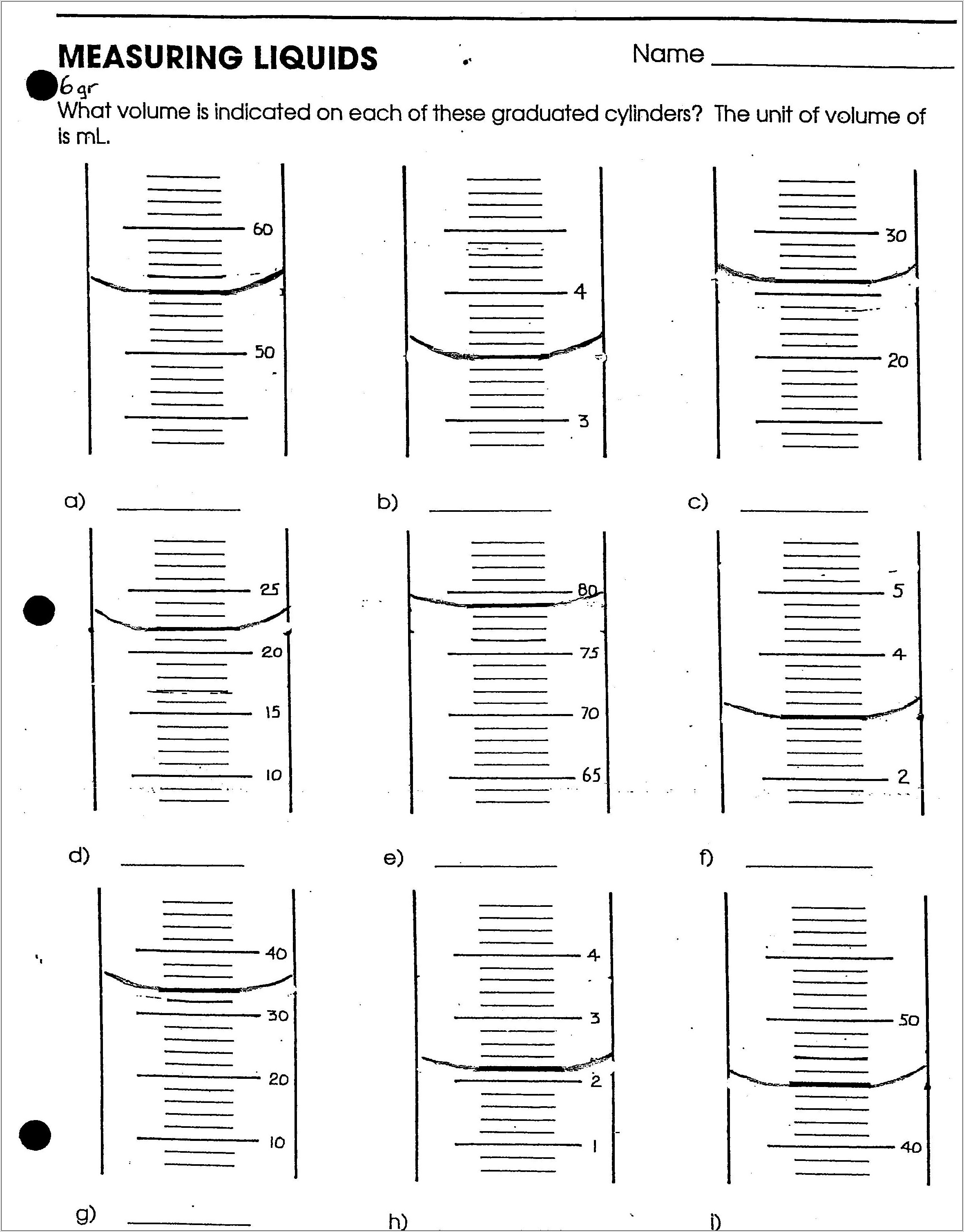 Scientific Method Measurement Worksheet