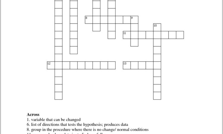 Scientific Method Review Worksheet Crossword Puzzle Answers